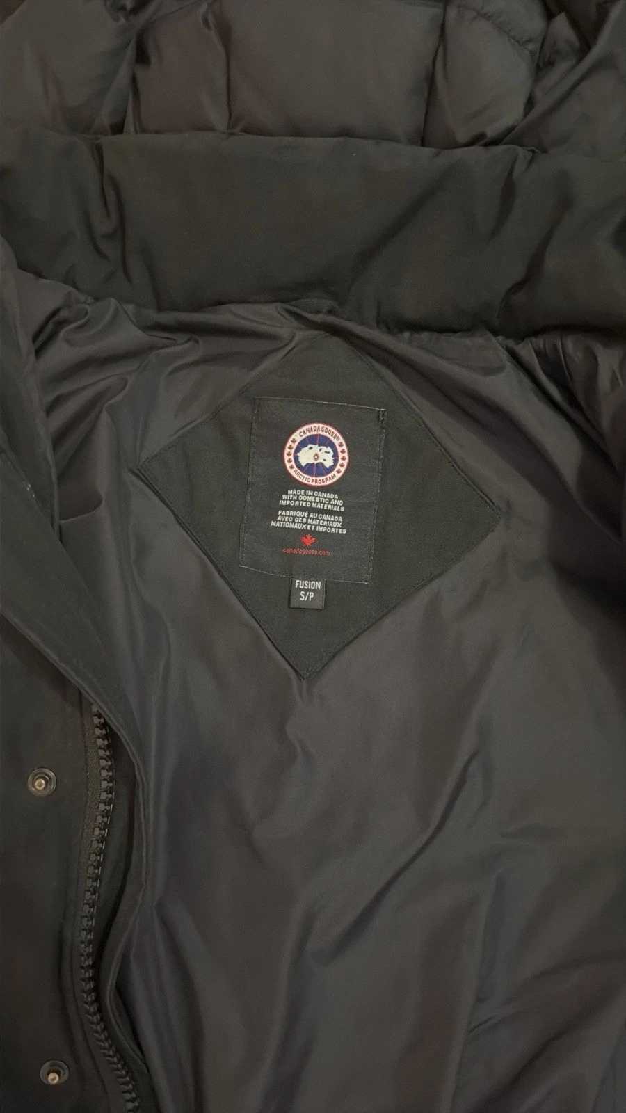 Canada Goose Wyndham Black Hooded Down Puffer Jacket Fusion Fit Men’s Size S image 3