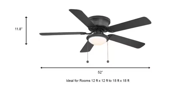 Hampton Bay Hugger 52 in. LED Indoor Black Ceiling Fan with Light Kit - Image 4 of 4