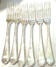 Set of 6 Vintage Silver Dinner Forks by Walker and Hall #151