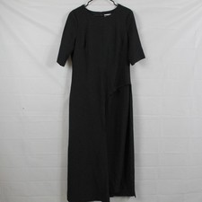Kay Unger Dress 14 Davina Maxi Walk Thru Jumpsuit Black Gown Formal Evening Chic