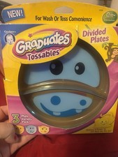 Gerber Graduates Tossables Divided Plates 3-Piece Animal Set Blue Yellow