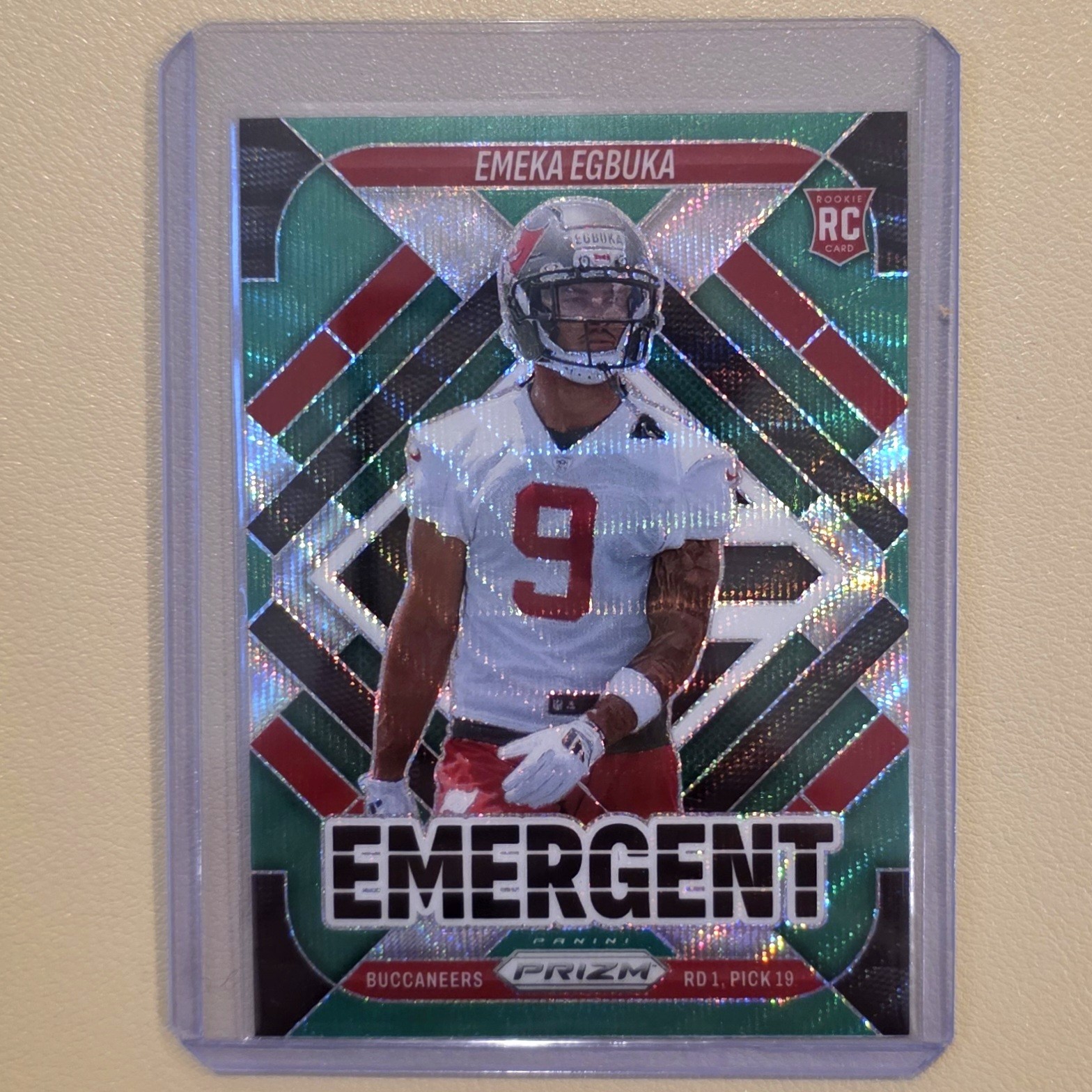 2025 Panini Prizm - Emergent Emeka Egbuka #3 Green Wave Prizm (RC)