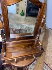 Original Ethan Allen Dresser Tabletop Vanity Make-Up Twin Post Shaving Mirror