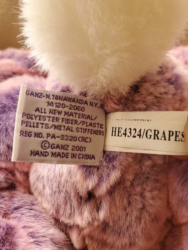 Vintage 2001 Ganz Heritage Collection Grapes Easter Bunny Rabbit 14" Plush - Picture 7 of 10