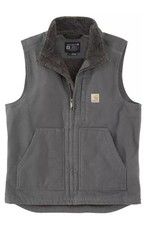 NEW Men's Carhartt Duck Sherpa-Lined Mock-Neck Vest Jacket Warm 2XL Charcoal XXL