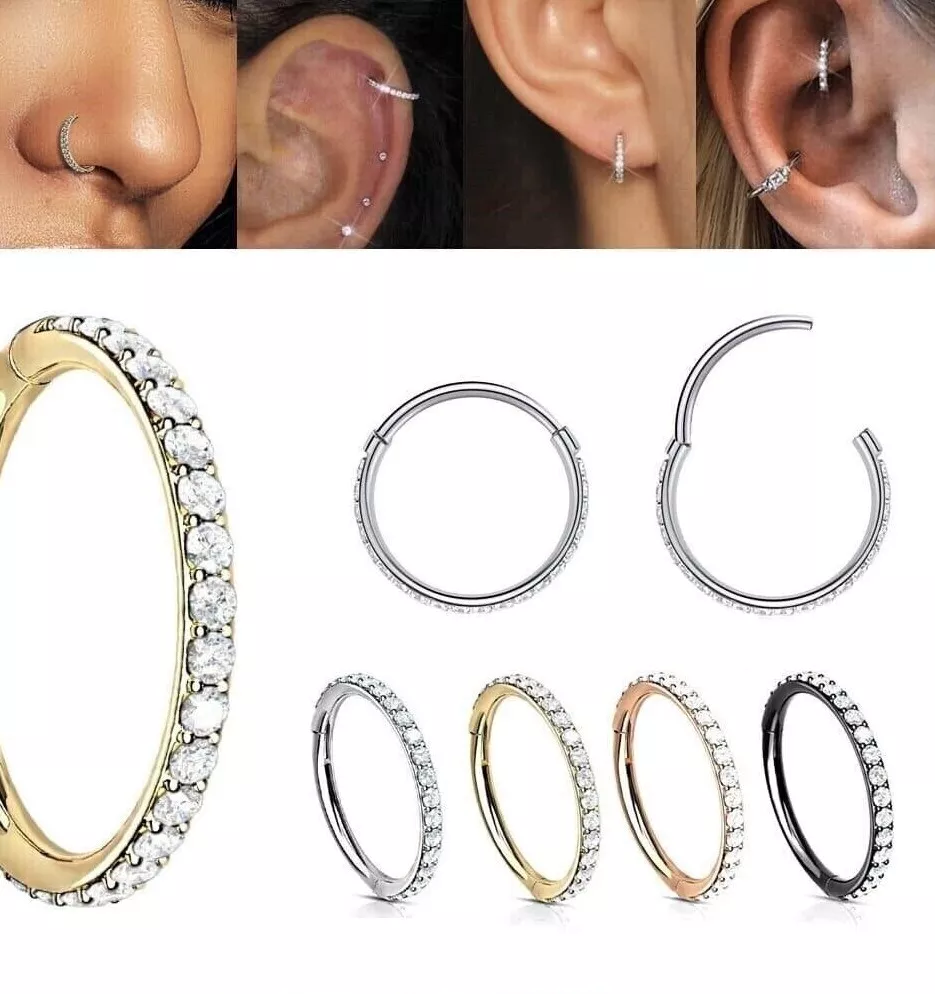 14K Gold Seamless Hinged Clicker Ring - Cartilage, Daith, Nose, Septum