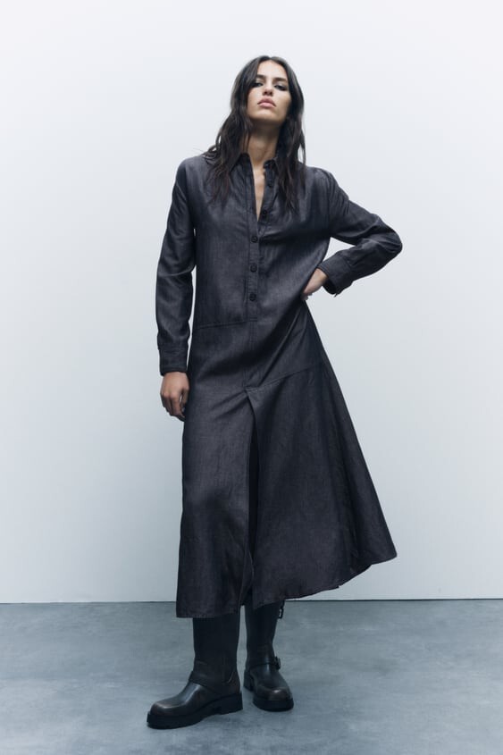 NWT ZARA LINEN BLEND SHIRT DRESS ZW COLLECTION XS $90 | eBay