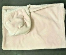 Carter  s Pink Plush Baby Girl Hooded Baby Blanket Bear Fleece Soft Wrap