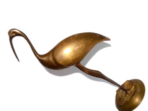 Rara statuina di cicogna in ottone da collezione vintage. G7-289 - Foto 4 di 10