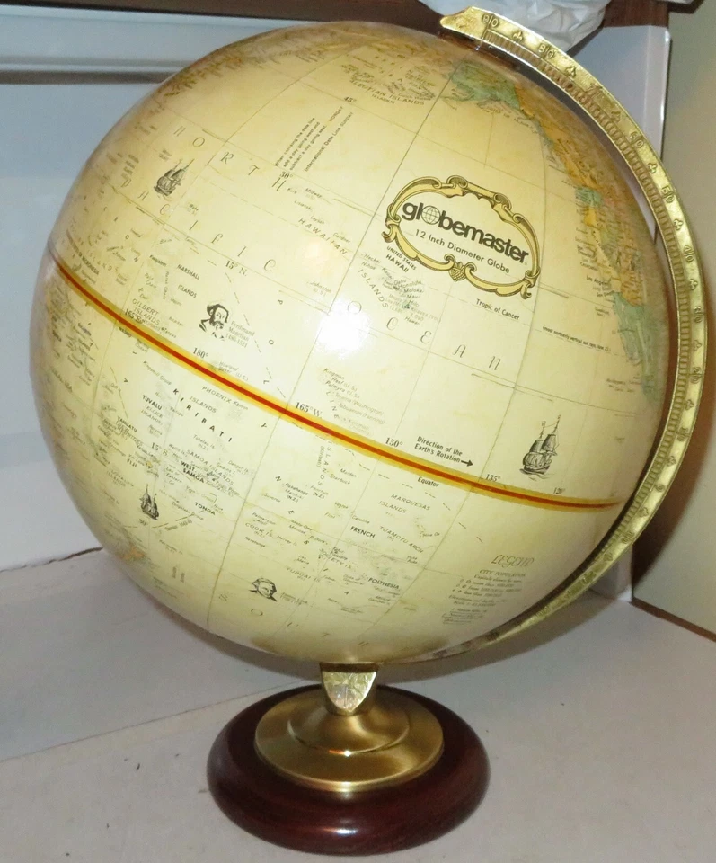 Globo Globo Globo Globemaster 12 pulgadas de diámetro de colección EE. UU. Base de madera dura Foto 4 de 4