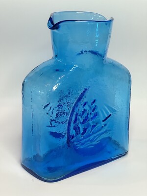 Kanawha Double Spout Glass Blue Azure 5 Cup Water Pitcher Jug