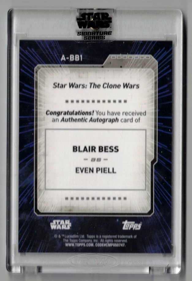 BLAIR BESS as EVEN PIELL Star Wars Signature Auto Autograph Signed Clone Wars - Image 2 of 2