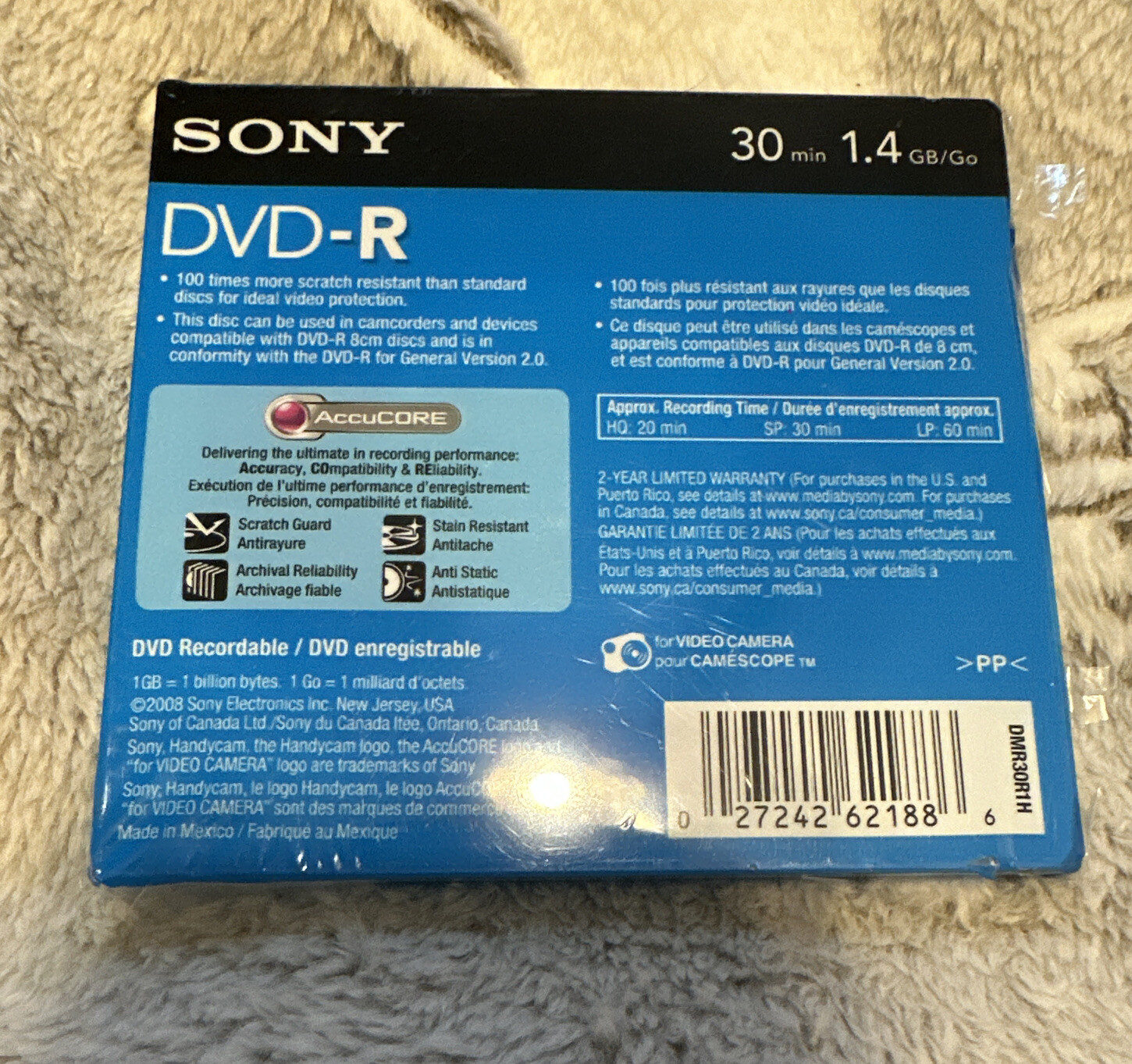 Sony Handycam DVDR 1.4 GB 30 Minute Single Sided New Sealed Free