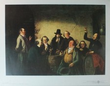 Johann Peter Hasenclever Weinprobe im Keller Kunstdruck VEB E.A. Seemann G-2931