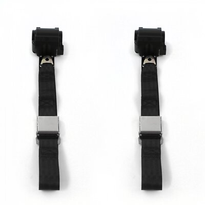 AMC AMX 1967 - 1974 Airplane 2pt Black Retractable Bucket Seat Belt Kit - 2 Belt