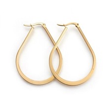 201 Stainless Steel Hoop Earrings Drop Gold 47x34x2mm Pin 1mm  P544