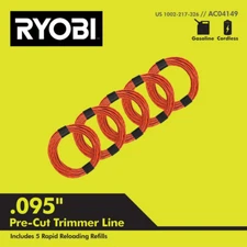 0.095 In. X 16 Ft. Pre-cut Spiral Line (5-pack) | Ryobi Trimmer In Ft Grass