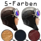 Convertible hood leather black brown blue etc-aviator hat vintage hat + glasses