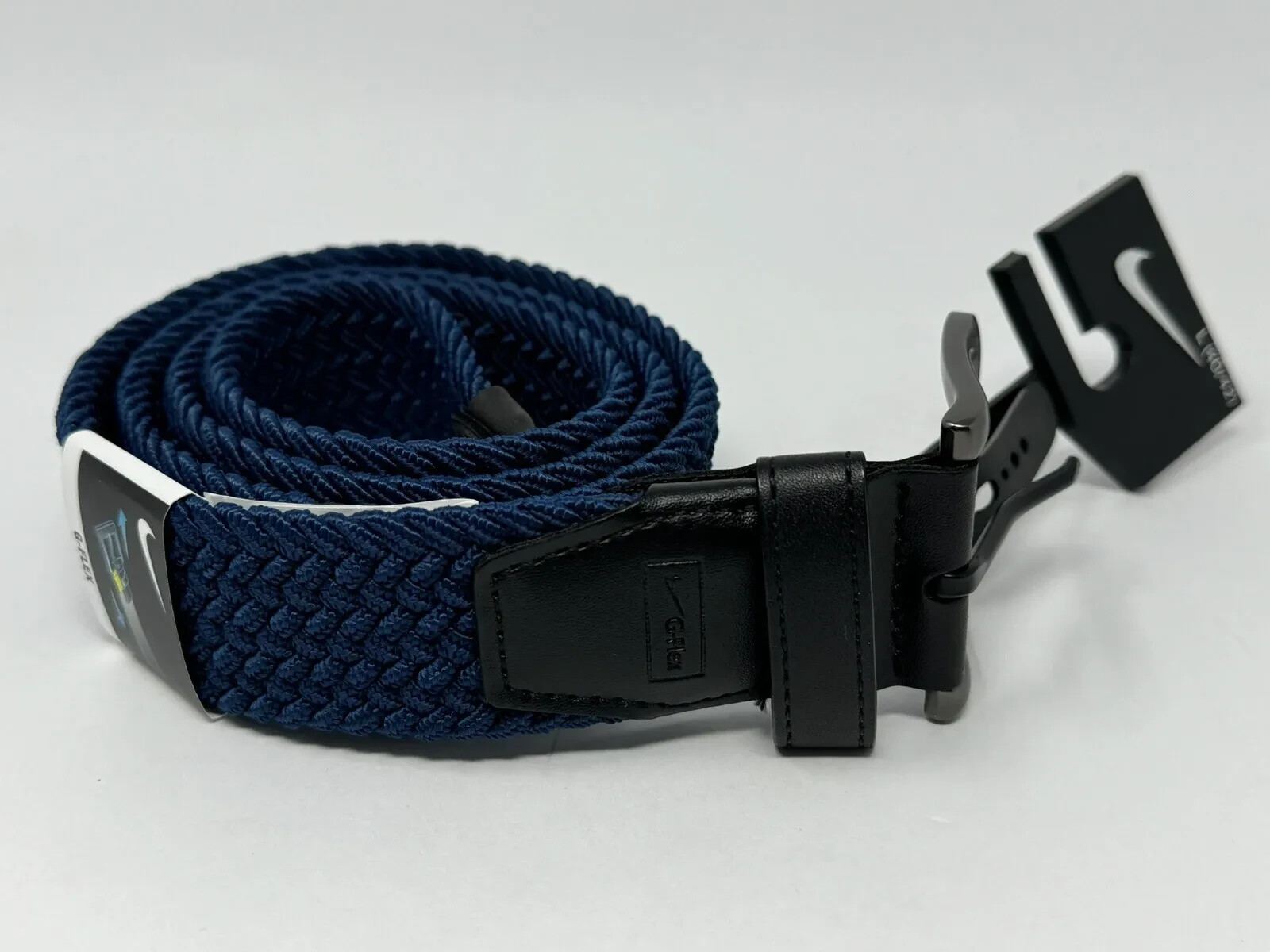 Nike Golf G Flex Woven Stretch Belt Navy Blue Weave Braided Mens Small