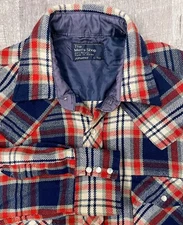 Vintage JC Penney Men’s Shop Plaid Flannel Pearl Snap Shacket Shirt Size L