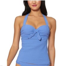 Jessica Simpson Womens M Blue Push Up Tankini Bikini Top Swimsuit NWT DD23