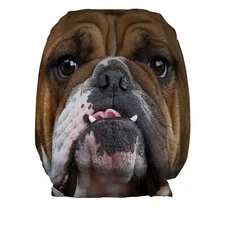 Bulldog Face Design Car Seat Head Rest Covers Pack Of Two Car Accessory Gift