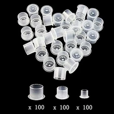Tattoo Ink Caps Tattoo Ink Cups With Base White, Mixed Sizes ,S/M/L, 300pcs