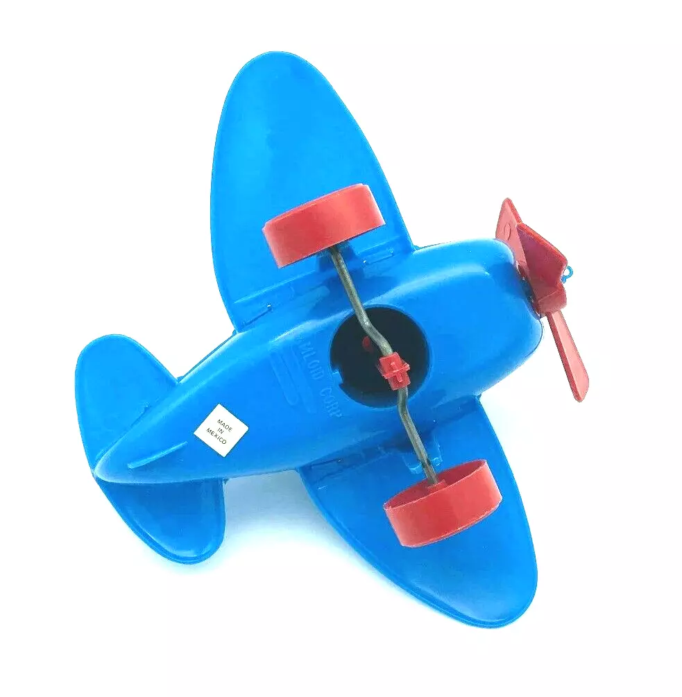 Vintage Plastic Blue Toy Airplane Made In Mexico