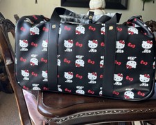 Bioworld Hello Kitty Logo Duffel Travel Carry-on Wheels Faux Leather Bag Purse