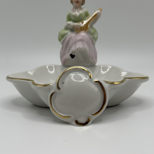 Vintage Porcelain Ceramic ERPHILA Germany Trinket Dish Woman Flowers Guild MCM - Picture 4 of 12