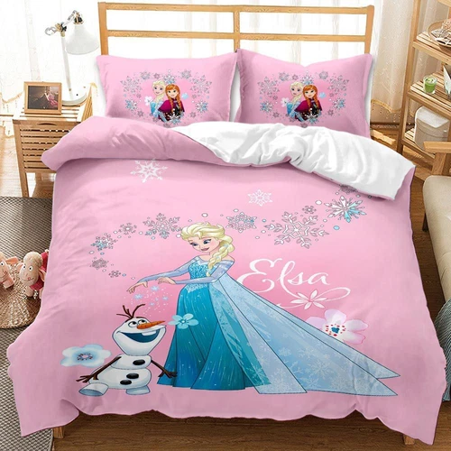 Set lenzuola bambini bambina 3D Anna Elsa principessa set lenzuola copripiumino - Foto 6 di 12