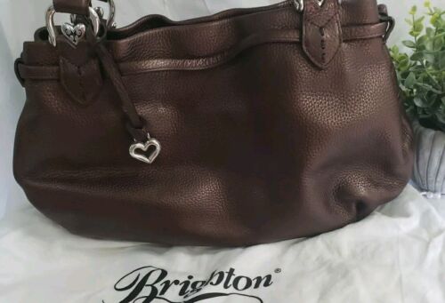 Brighton Lolita Handtasche Schultertasche braun bronze Pebbled LEDER Staubbeutel LESEN - Bild 7 von 21