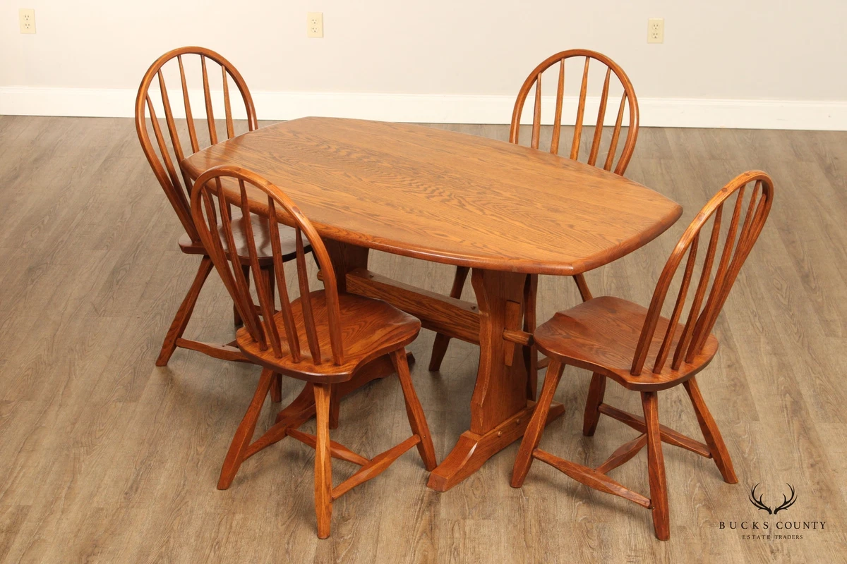 Hunt Country Furniture Farmhouse Style Oak 5 Piece Dining Set