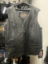 Ladies Tall Leather Motorcycle Vest With Gun Pockets 2659.tl Size Medium