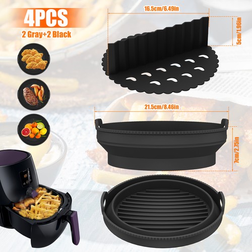 Air Fryer Silicone Liner Pot with Divider Multipurpose Air Fryer Silicone} - Picture 10 of 18