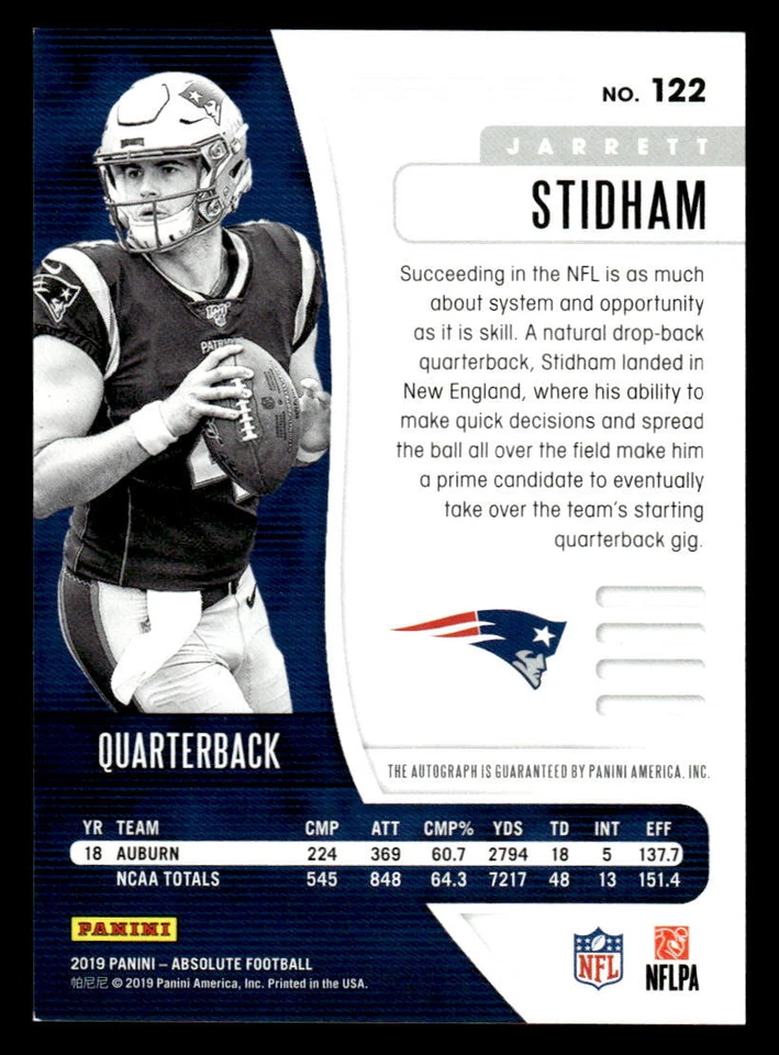 Jarrett Stidham 2019 Panini Absolute Signature Rookies Orange Mosaic #/25 #122 - Image 2 of 2