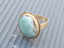 Vintage Sterling Silver Blue Agate Oval Band Ring size 7