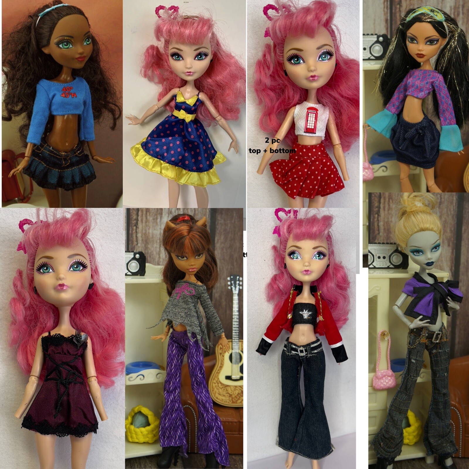 Bratz Dolls Monster High Clothes For Dolls Wine Red Dress For