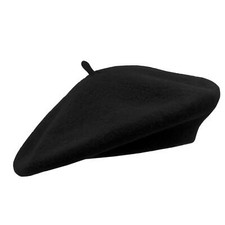 Wool French Beret Hat for Women Black