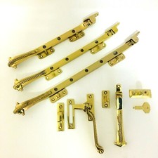 Solid Polished Brass Georgian Casement Window Stay 8"/10"/12"-Fastener-Staylock