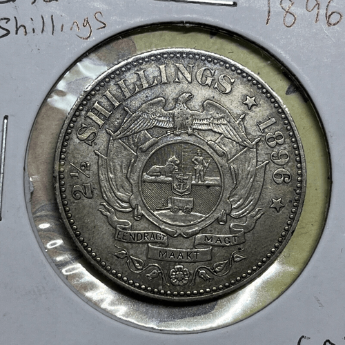 BOER WAR ANTIQUE 1896 COIN 2 1/2 SHILLINGS SOUTH AFRICA KRUGER Silver
