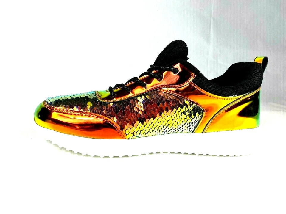 Nuevas Tenis Para Mujer Lentejuelas Metálicas Sirena Brillo Con Cordones Moda Brillantes Foto 2 de 4