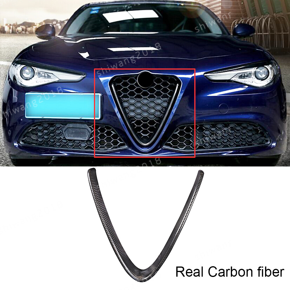 Real Carbon Fiber Front Grill Grille V Shape Trim For Alfa Romeo