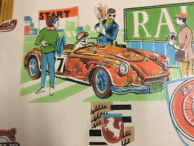 automobilia  JAGUAR MOTOR RACING THEMED WALLPAPER SAMPLE  GREAT VINTAGE FUN GIFT