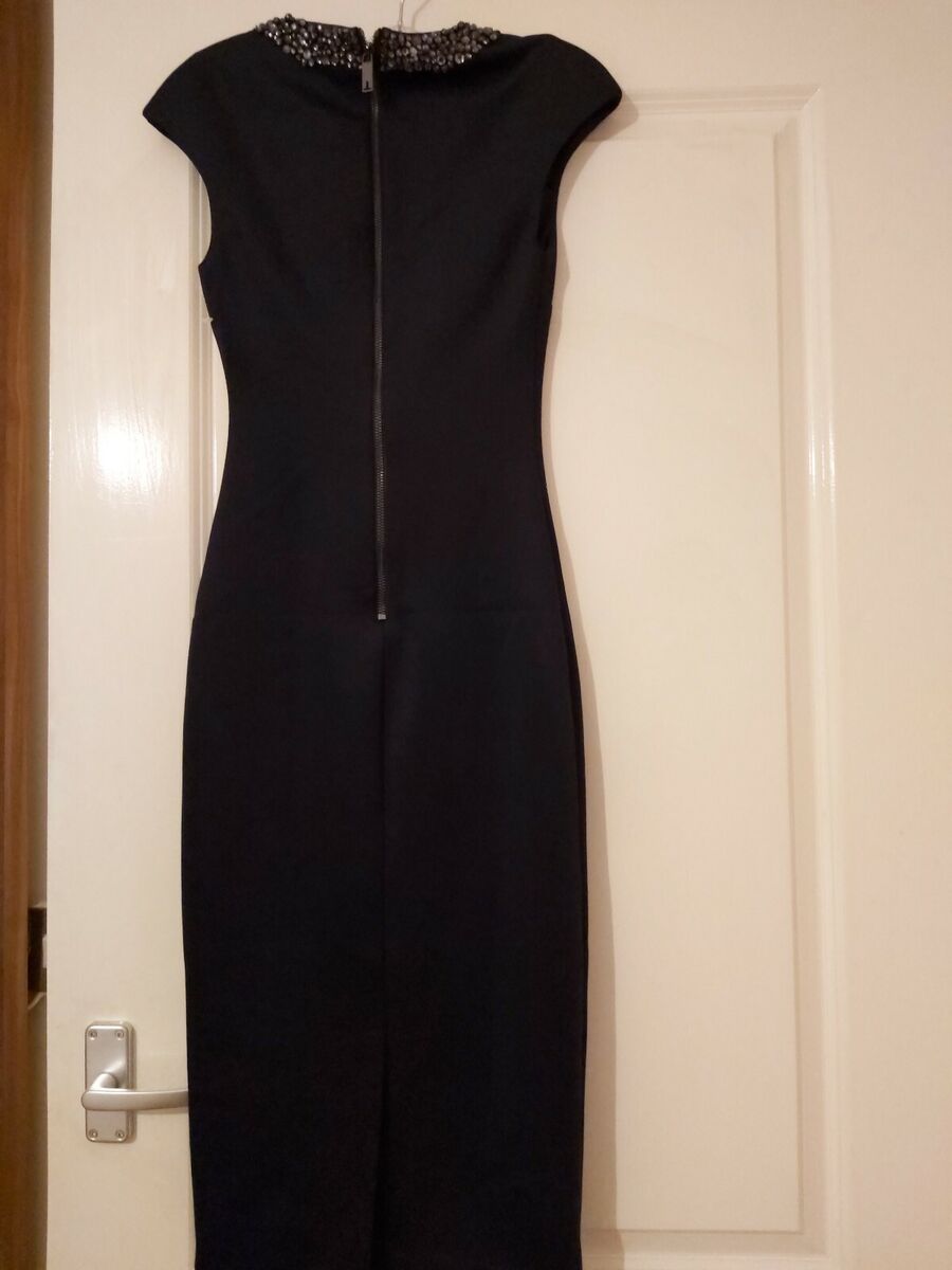 BNWT stuning Ted Baker Elenna Embellished Midi Dress-Navy Blue