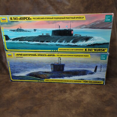 2 Zvezda Russian Nuclear Submarine Plastic Model Kits K-141 Kursk & Dolgorukiy
