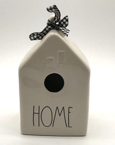 Rae Dunn Birdhouse HOME White Black Artisan Collection by Magenta 9" Tall