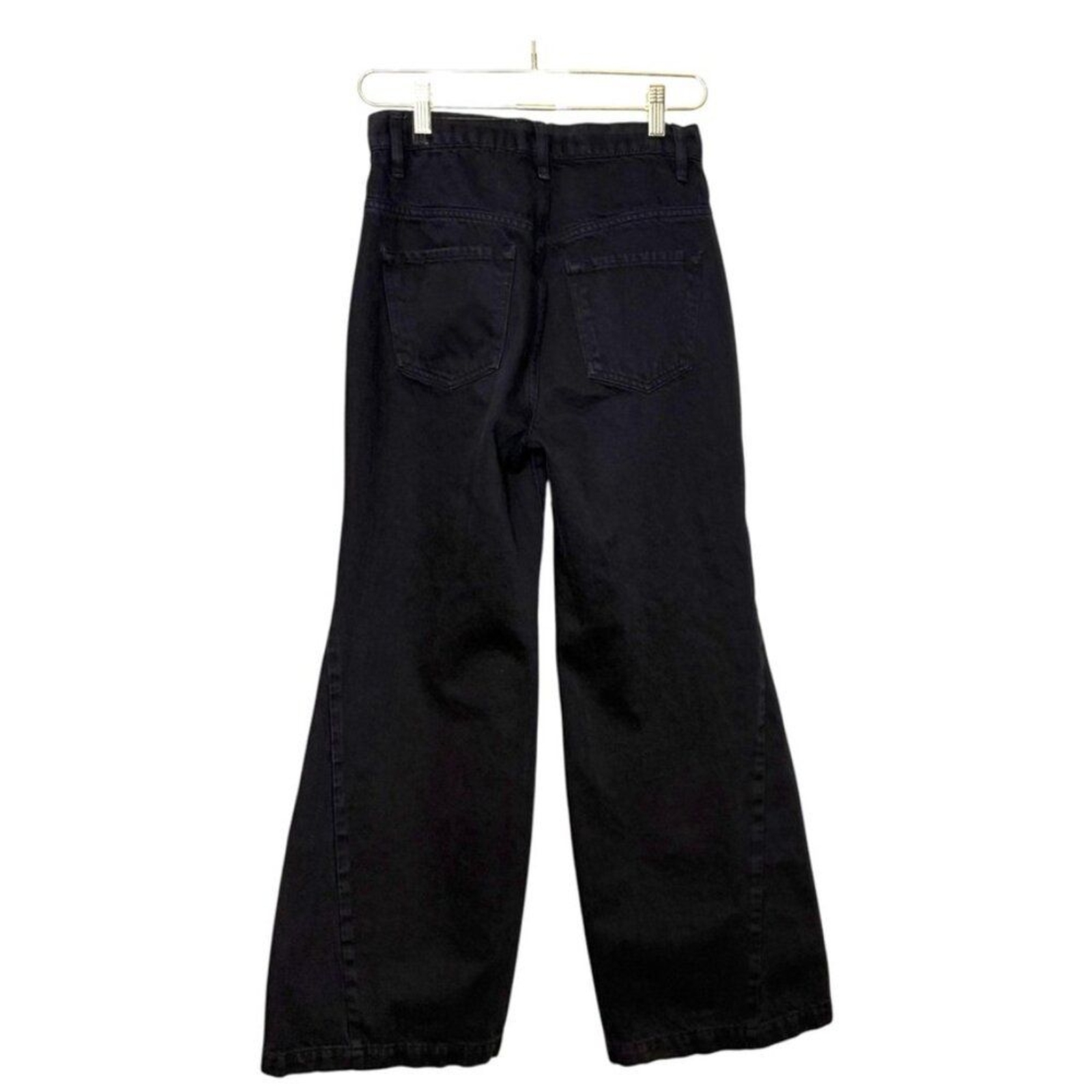 Frame Le Baggy Palazzo Wide Leg Jeans Women 25 Black Boho Denim