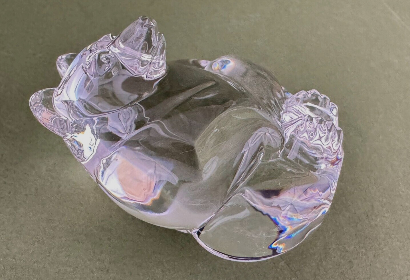 Lloyd Atkins Steuben Signed Bear Crystal Figurine Hand Cooler Paperweight 2.5''H