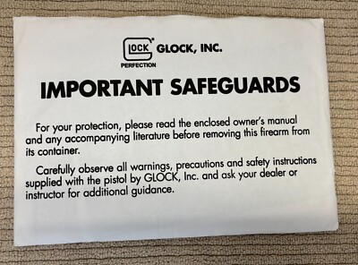 COMPLETE Glock Vintage Gen 3 Owners Instruction Manual Packet (05/2004